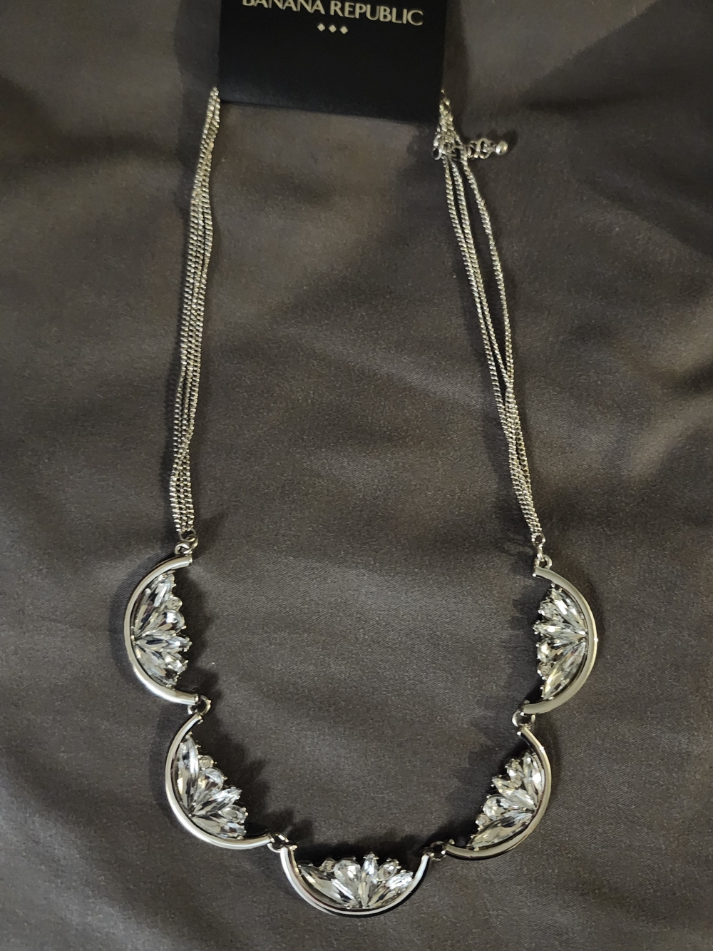 Banana Republic Silver-tone Crescent Crystal Necklace